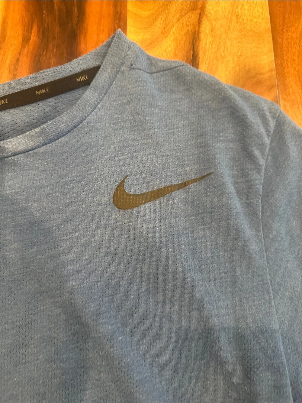 Nike Men’s Heather Blue Short Sleeve Crew Tee with Swoosh